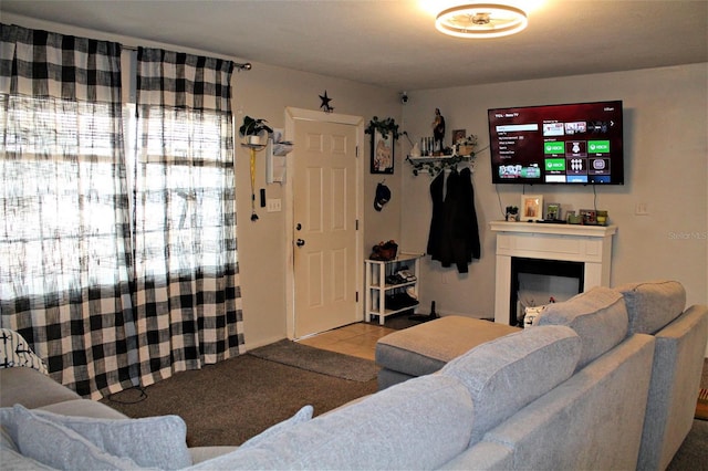 view of tiled living room