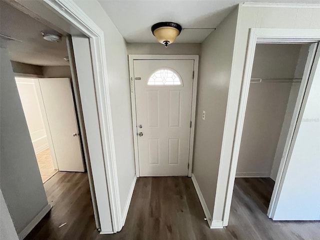 doorway to outside featuring dark hardwood / wood-style floors