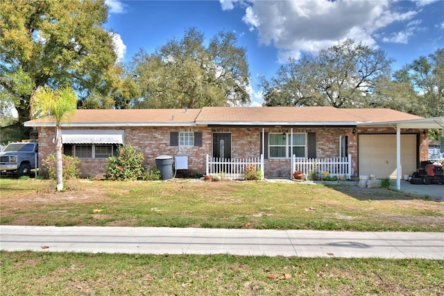 single story home with a garage and a front yard