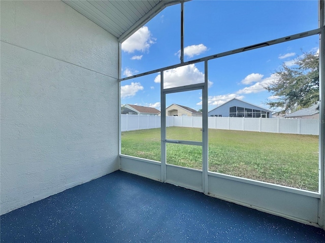 view of unfurnished sunroom