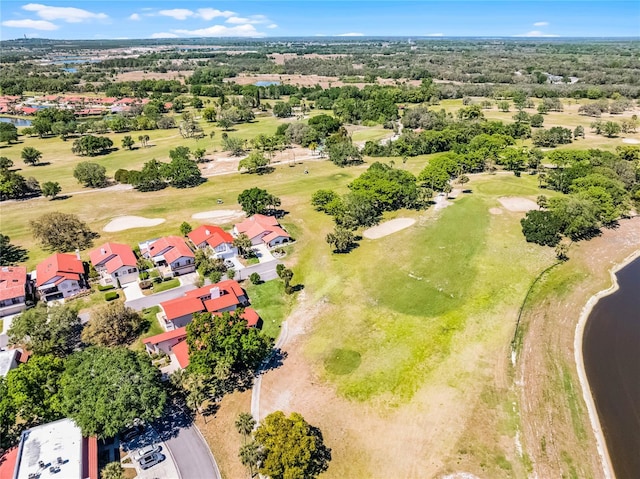 bird's eye view featuring golf course view and a residential view
