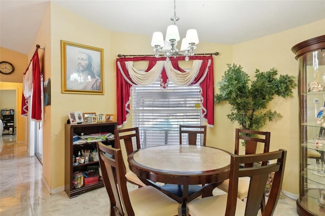 dining room with an inviting chandelier