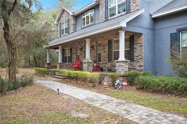 view of front of home with covered porch