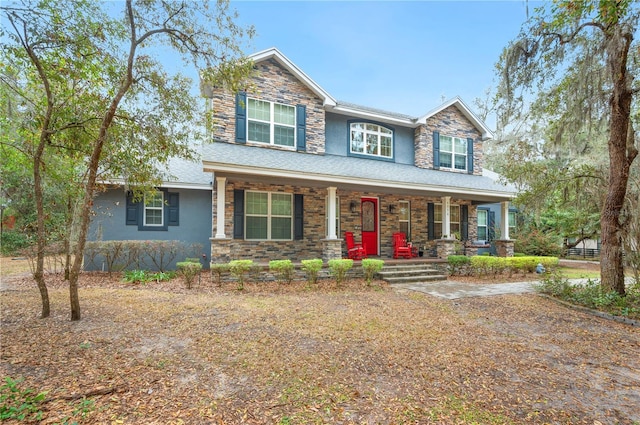 craftsman inspired home with a porch