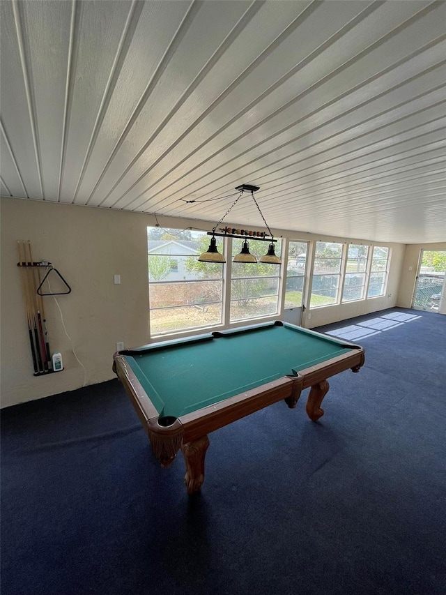 recreation room featuring carpet flooring