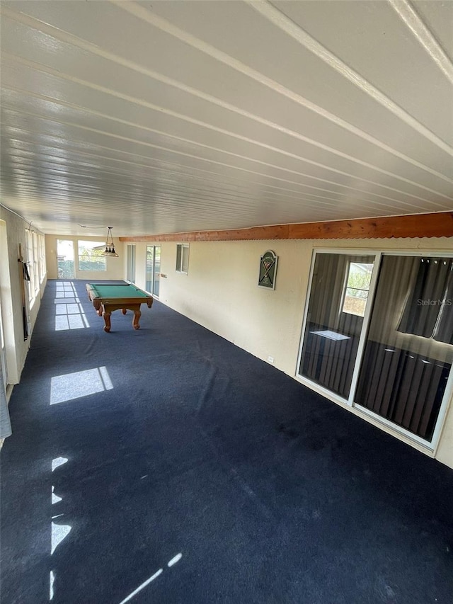 game room featuring carpet and billiards