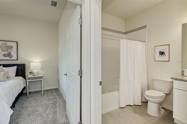 bedroom with light tile patterned floors, baseboards, and visible vents