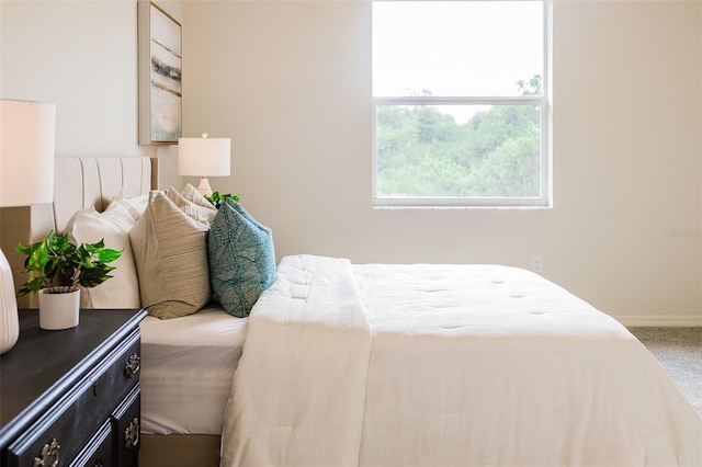 bedroom featuring carpet flooring and baseboards