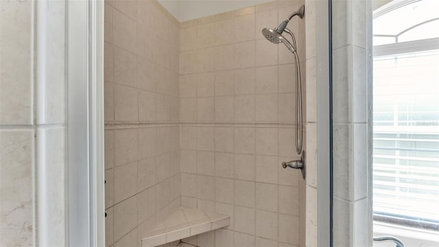 bathroom featuring a shower stall