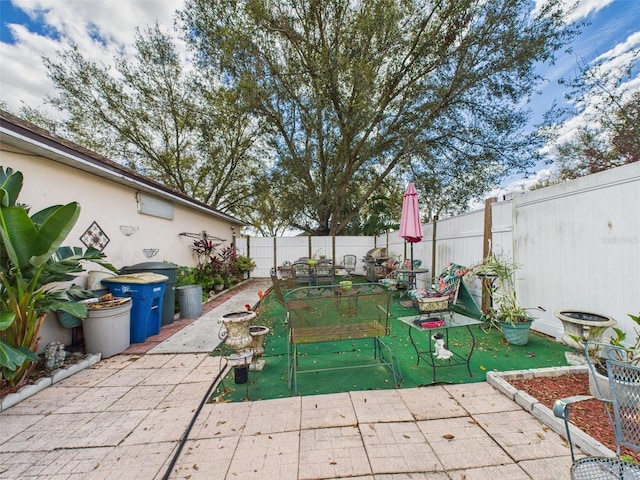 view of swimming pool with a patio area and a fenced backyard