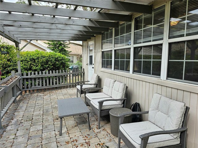 view of patio featuring a pergola