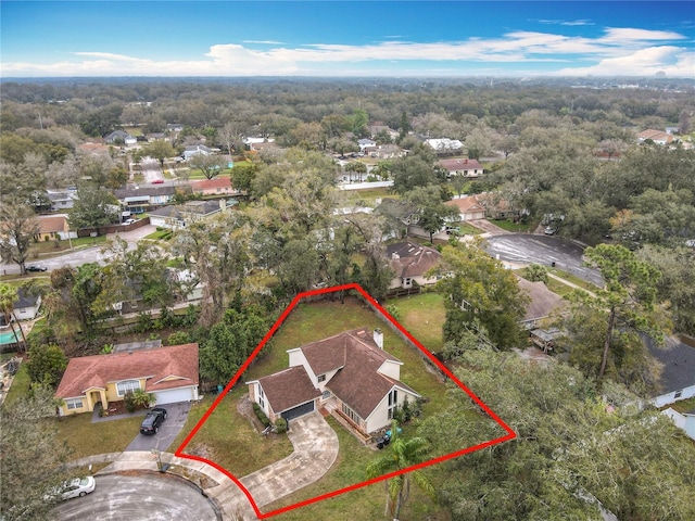 aerial view with a residential view