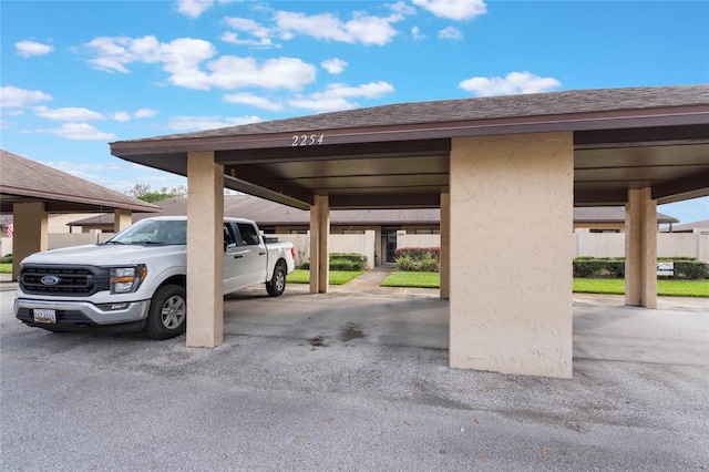 view of covered parking lot