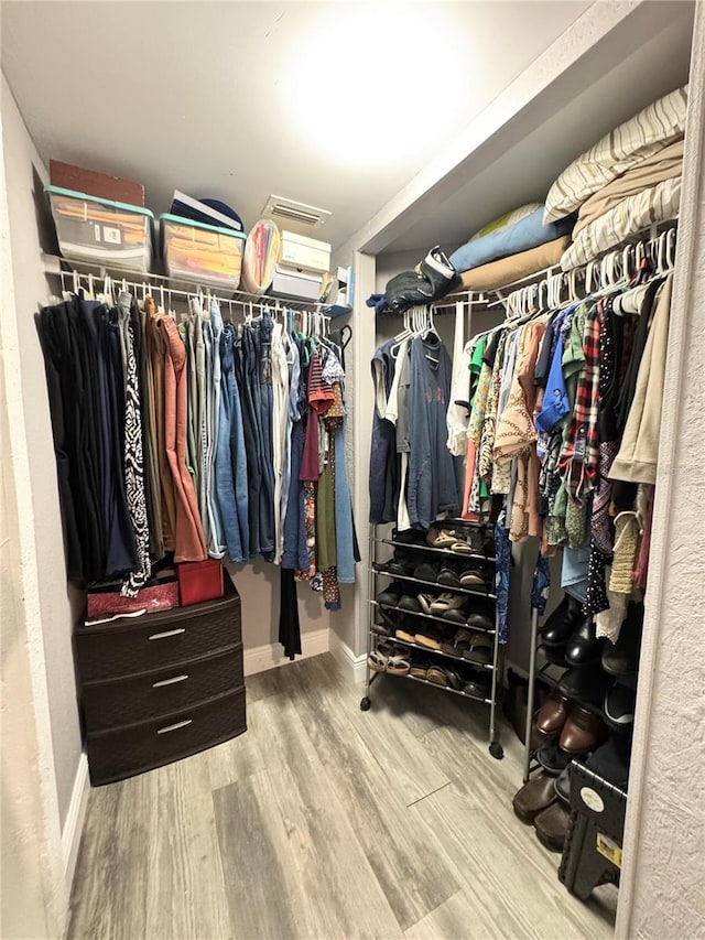 walk in closet featuring wood finished floors