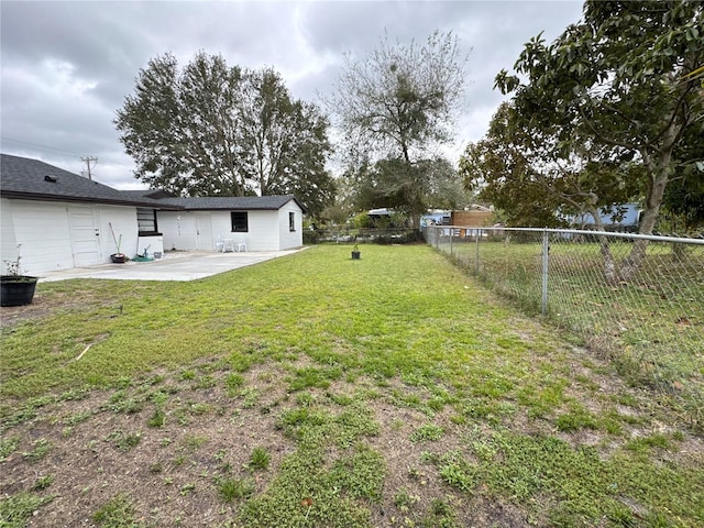 view of yard featuring a fenced backyard and a patio