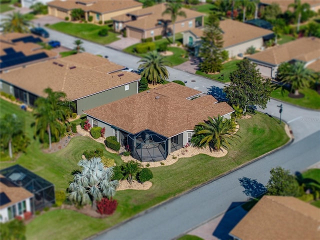 aerial view with a residential view