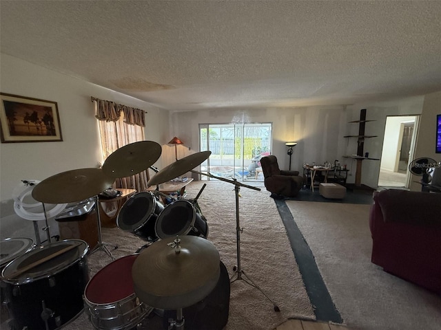 interior space with a textured ceiling