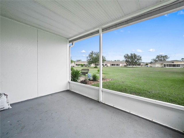 view of unfurnished sunroom