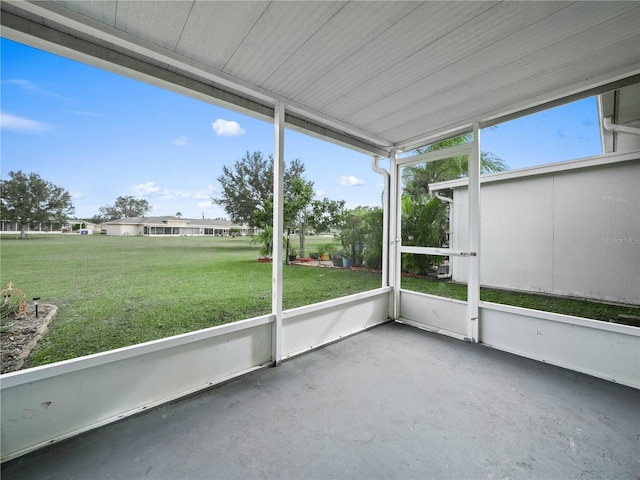 view of unfurnished sunroom