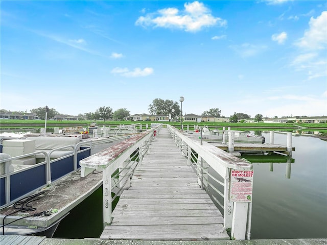 view of dock featuring a water view