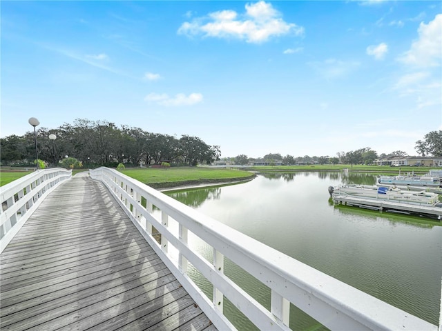 dock area featuring a water view