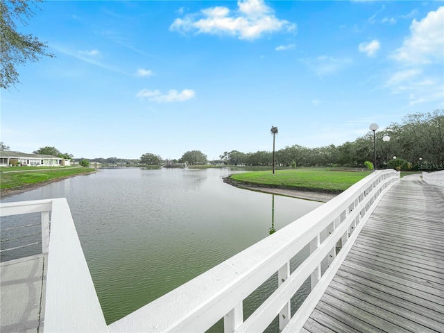 view of dock featuring a water view