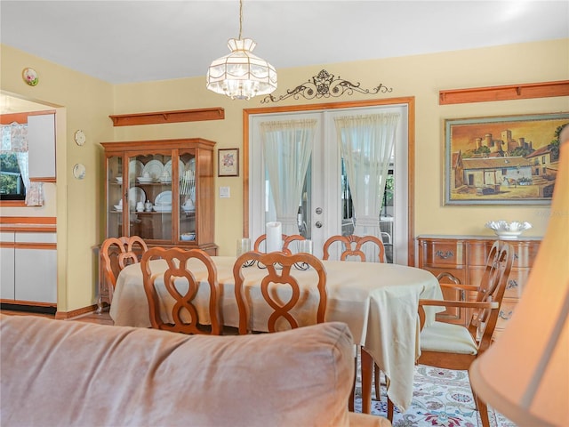 dining area with french doors