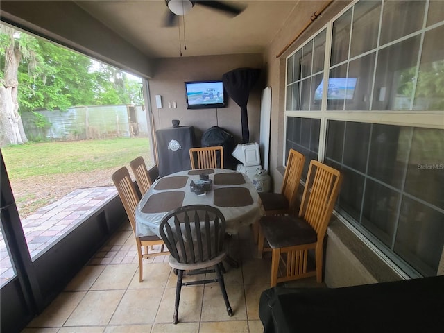 exterior space with a ceiling fan