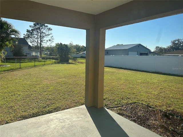 view of yard featuring a fenced backyard and a patio