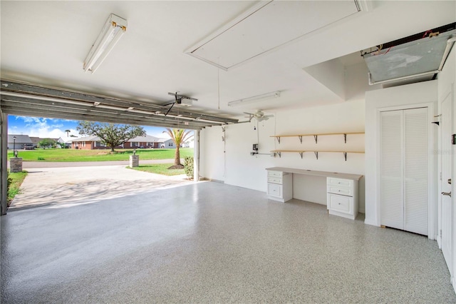 garage with a garage door opener