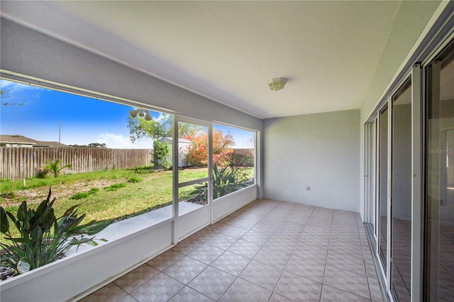 view of unfurnished sunroom