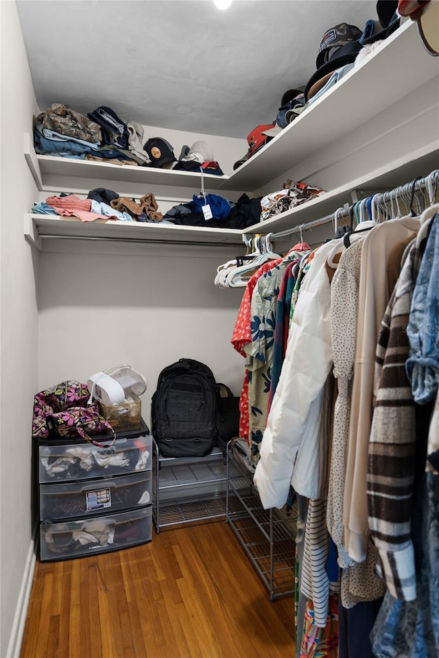 spacious closet with wood finished floors