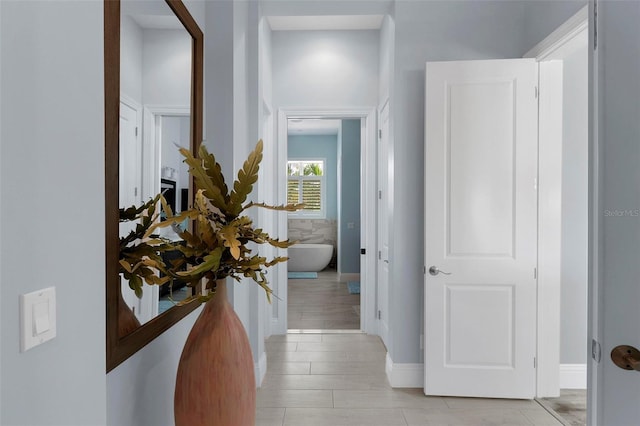 hall featuring wood tiled floor