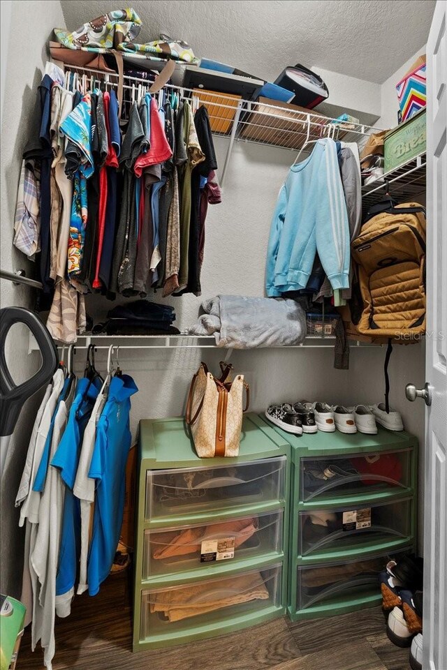 spacious closet with wood finished floors