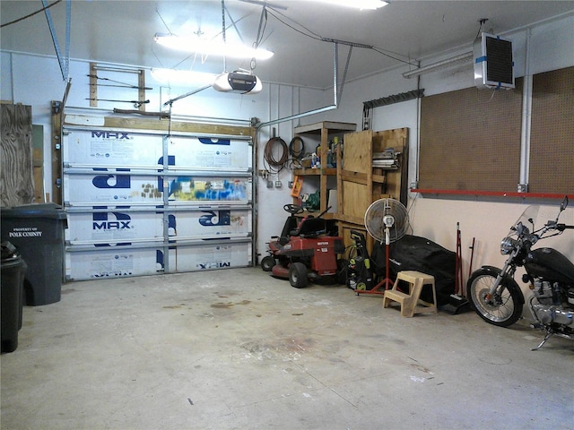 garage with a garage door opener