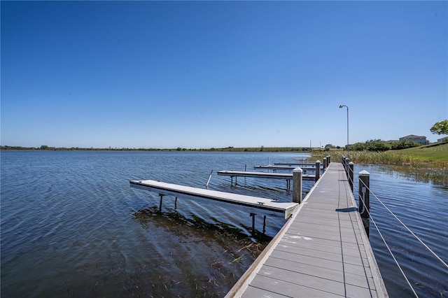 view of dock featuring a water view