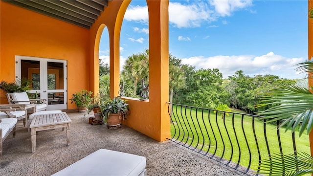 balcony with french doors