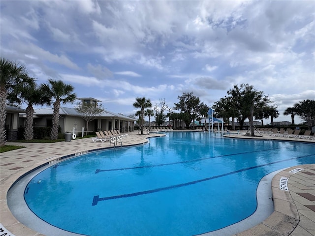 pool featuring a patio area