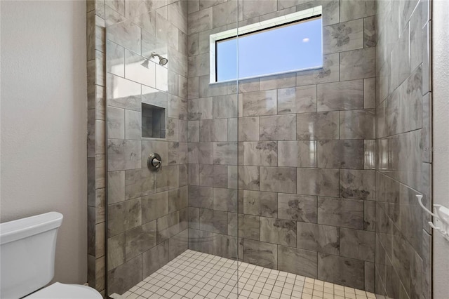 full bath featuring toilet and tiled shower