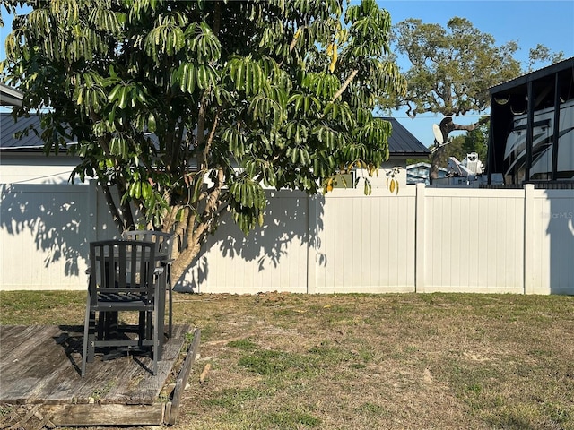 view of yard with a fenced backyard