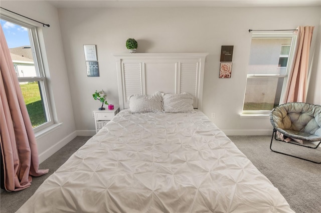 bedroom with baseboards and carpet floors