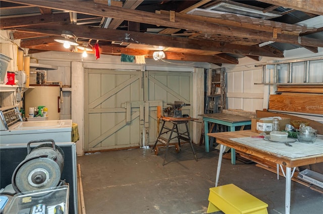 below grade area featuring water heater