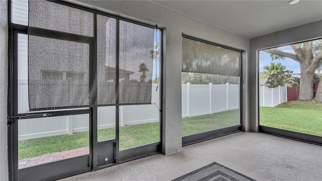 view of unfurnished sunroom