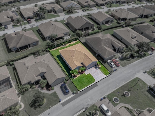 bird's eye view with a residential view