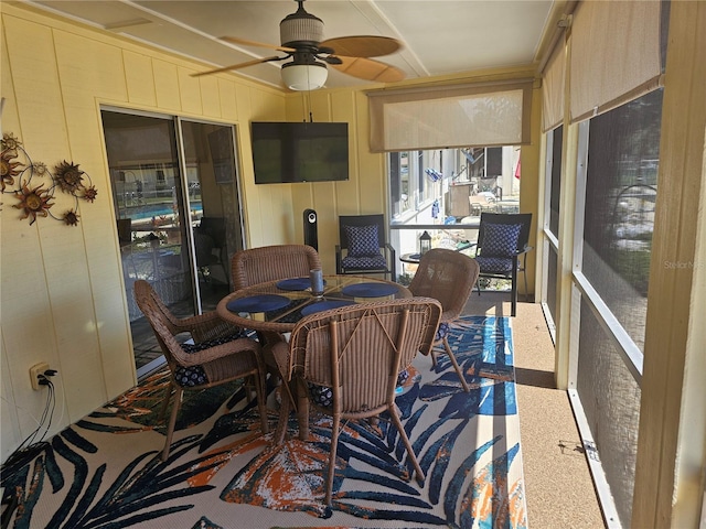 4529 Mercado Dr, Sebring, FL 33872 - sunroom / solarium featuring ceiling fan and a decorative wall