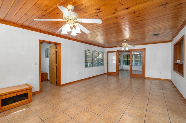 225 Wes Mann Rd, Babson Park, FL 33827 - unfurnished room featuring a ceiling fan, ornamental molding, and light tile patterned floors
