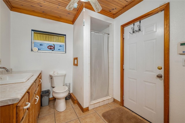 225 Wes Mann Rd, Babson Park, FL 33827 - full bath featuring tile patterned flooring, toilet, wooden ceiling, and crown molding