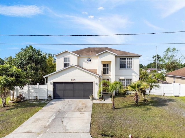 247 Cobalt Dr, Kissimmee, FL 34758 - traditional-style house with a front lawn, driveway, stucco siding, and fence