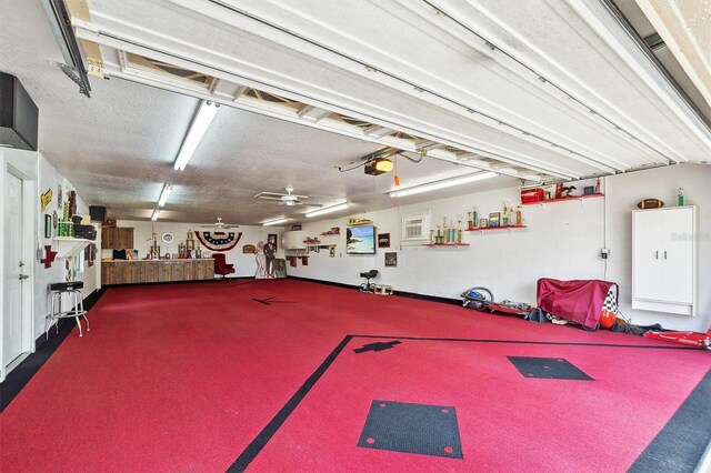 garage with a garage door opener
