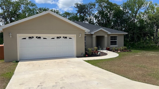 214 Brook Ln, Polk City, FL 33868 - single story home with a garage, concrete driveway, stucco siding, and roof with shingles